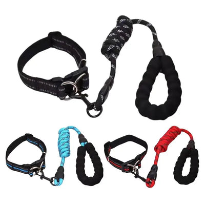 Reflective Dog Collar Adjustable Neck Collars With Rope Kit For Pet Puppy Weatherproof Dog Collar Padded Suitable Puppy Collar