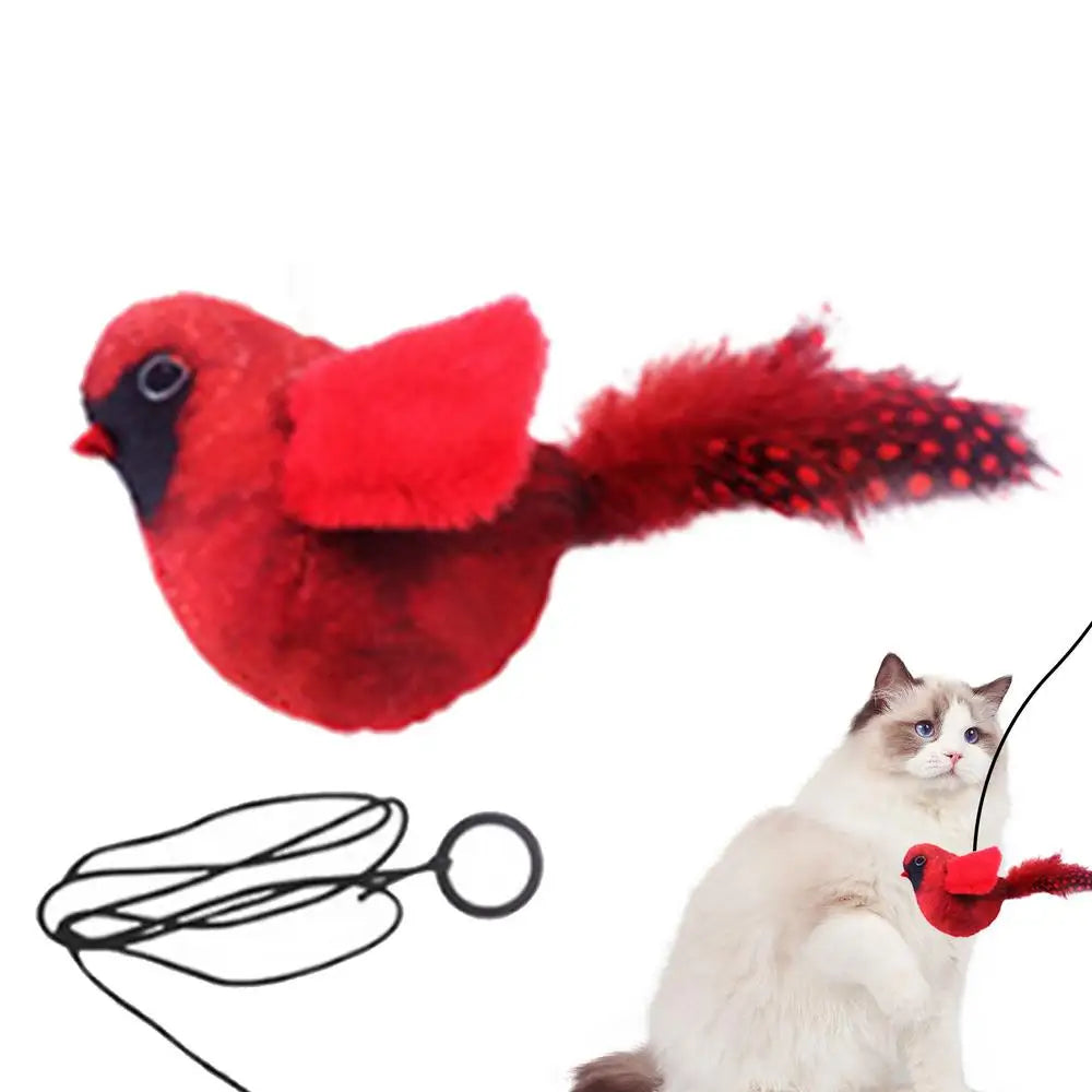 Bird Sound Cat Toy Interactive Cat Kicker Flapping Bird Vivid Bird Chirp Tweet Indoor Kitty Kitten Exercise Toys Rechargeable