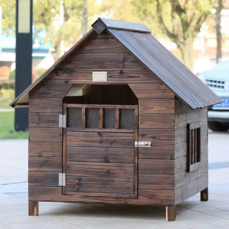 Large dog kennel Solid wood dog house Rainproof waterproof Four Seasons dog cage   Pet kennel Kennel