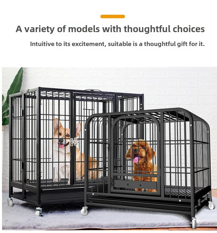 Dog Cage Small Medium Large Dog Square Tube Dog Cage Bold Iron Pet Dog Dog Cage Dog House Teddy Golden Retriever Supplies