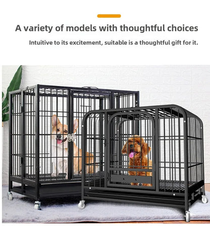 Dog Cage Small Medium Large Dog Square Tube Dog Cage Bold Iron Pet Dog Dog Cage Dog House Teddy Golden Retriever Supplies