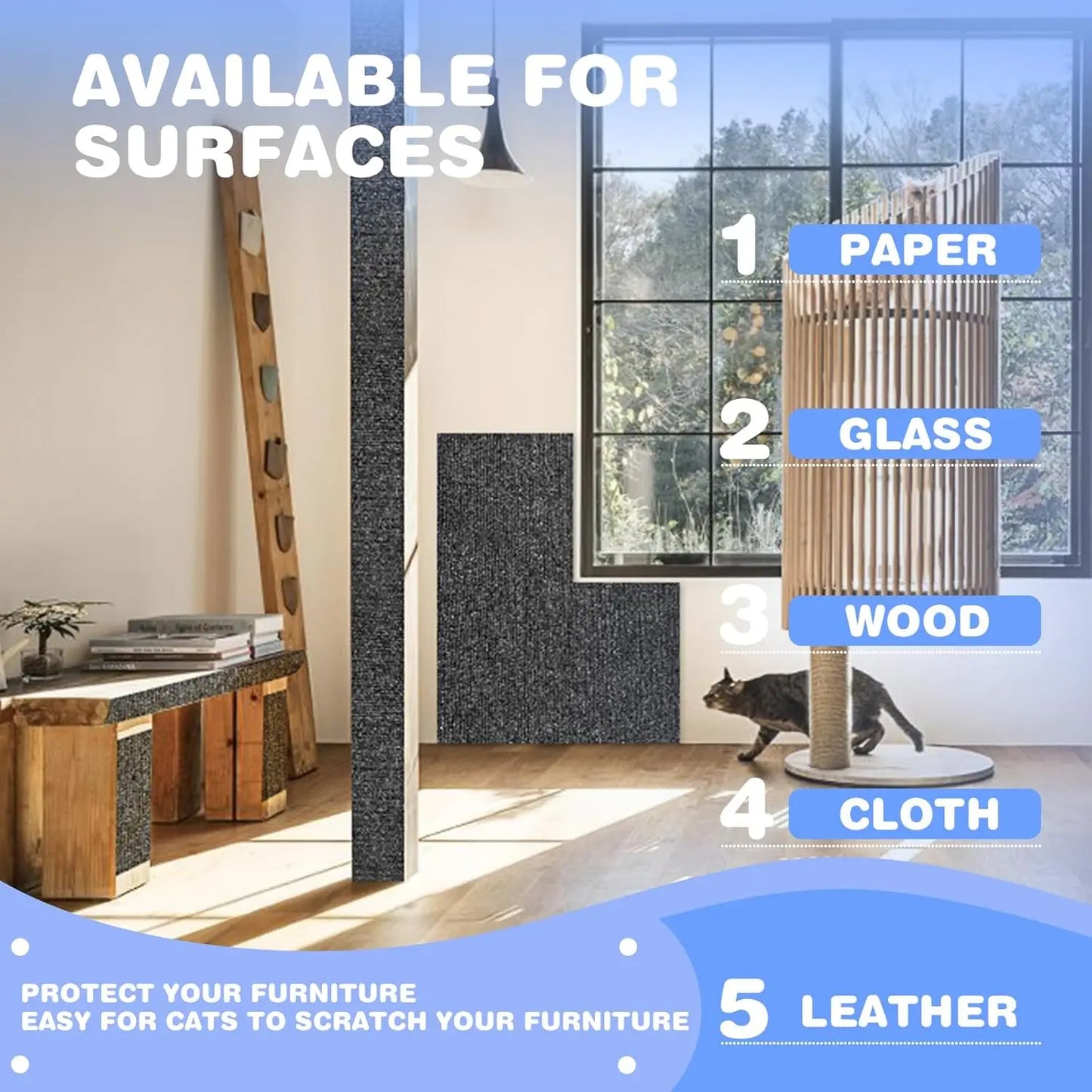 Cat Scratching Mat Self-Adhesive Wall Furniture Protection Sofa DIY Anti Cat Scratch Post Board Trimmable Carpet Anti-scratching
