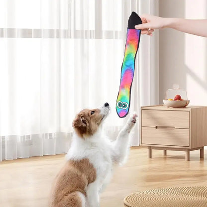 Snake Dog Toy With Squeakers Plush Puppy Toys With Squeakers At The Tail Blue Rainbow Squeaky Pet Snake Toy Long Dog Toys For