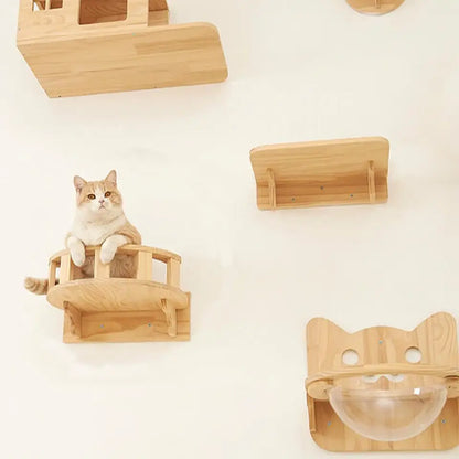 1 Piece Cat Wall Mounted Shelves Climbing Ladder Steps and Jumping Platform with Scratching Post for Grinding Claw and Playing