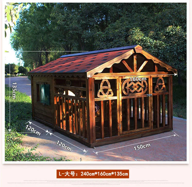 Manufacturer spot outdoor dog house wooden dog villa bite-resistant kennel rain-proof kennel can be customized dog house pet ca