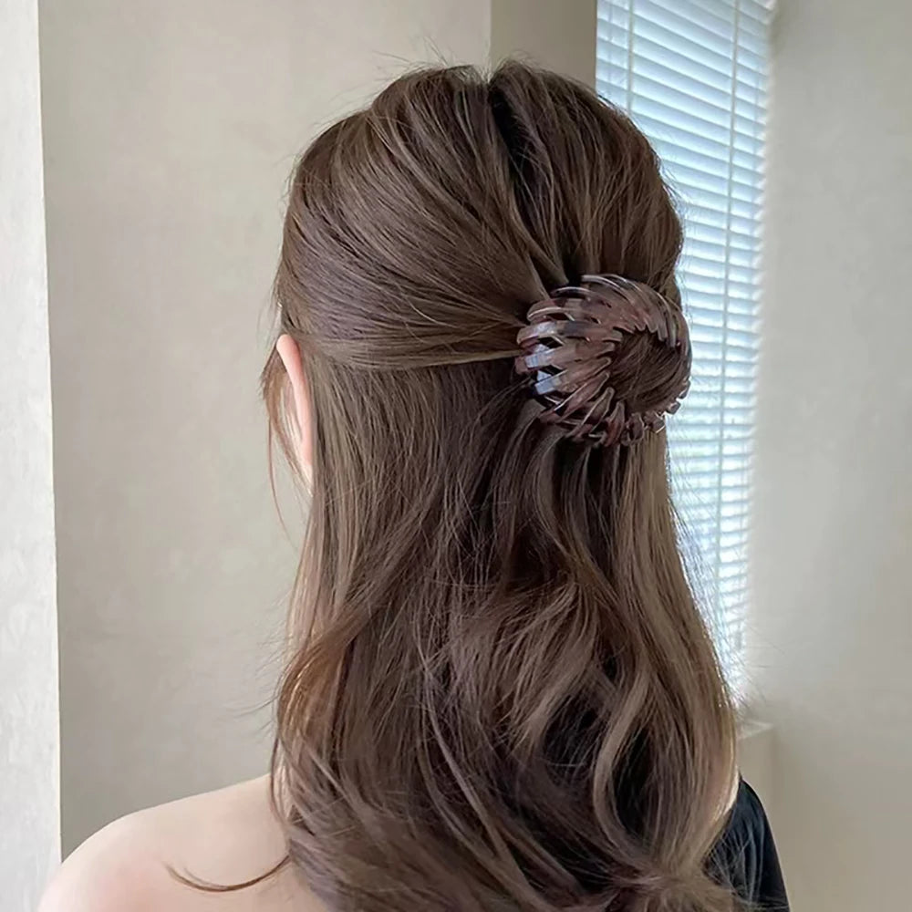 New Fashion Women Bun Claw Clips Horsetail Buckle Clip Bird Nest Expanding Hair Accessories Female Ponytail Headwear