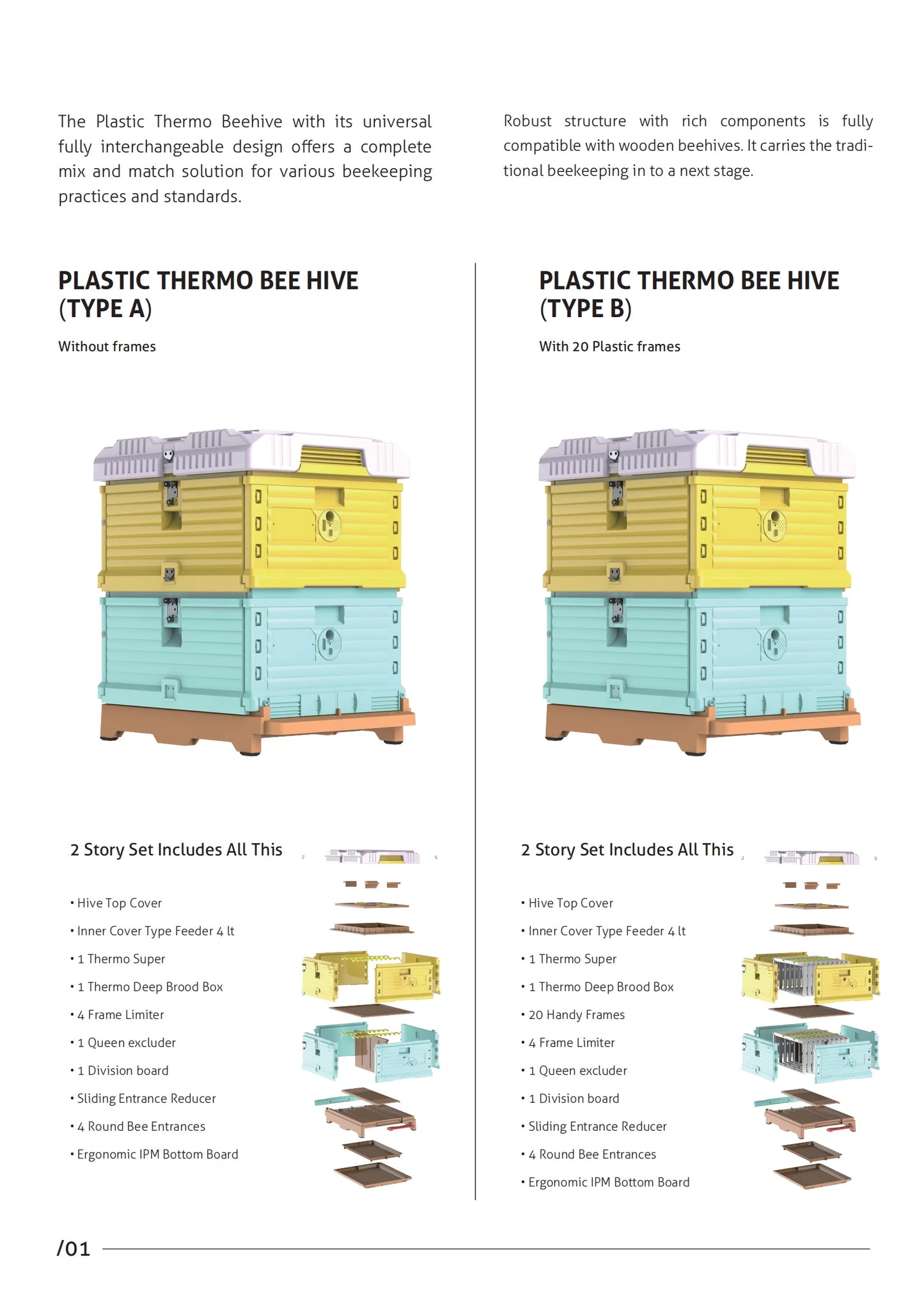 High Quality Plastic Thermo Honey Bee Hive 3 Layers Bee Hive Box For 10-frame Bee Hives For Sale Plastic Beehive/Beekeeping