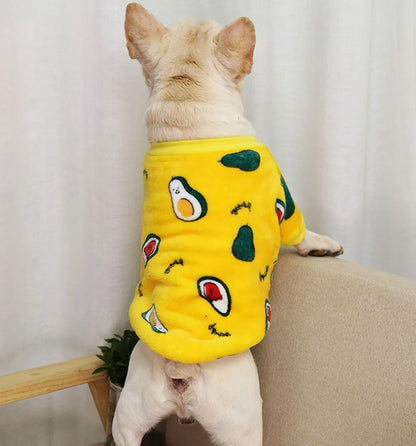 Warm Pet Clothing for Winter Soft Coral Fleece Dog Hoodies Cute Printed Puppy Small Dog Sweater French Bulldog Coat Cats Clothes