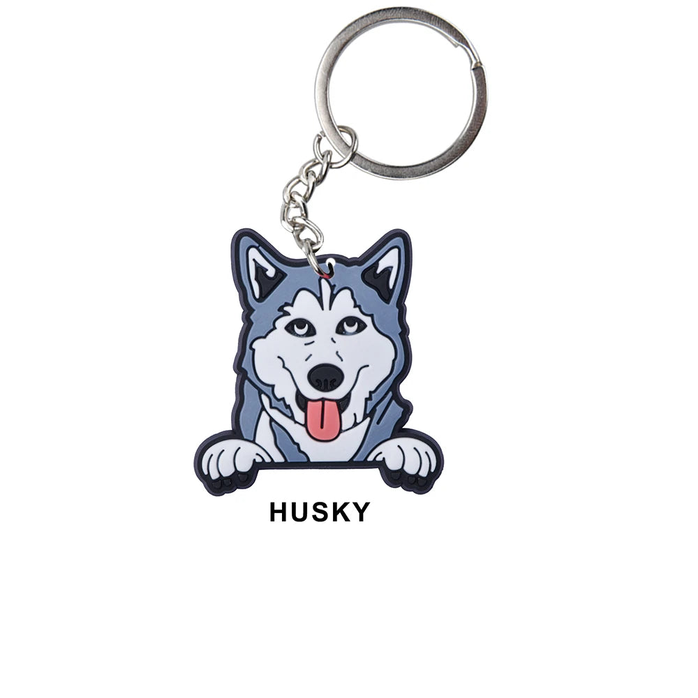 Cartoon Cool Dogs Keychains Bulldog English Springerspaniel Keyrings Maltese Greyhound Key Chains Husky Keeshond Key Rings Gifts