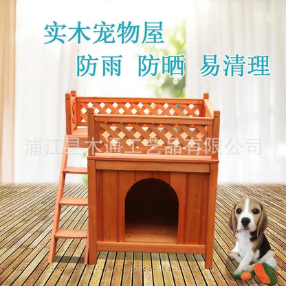 Teddy's Nest Kennel Wooden Cage Kennel Dog Furniture Small Double Deck Kennel Cat Villa Cat Nest Cattery