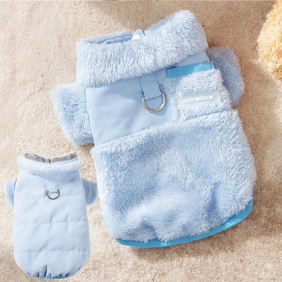Winter Dog Jacket Fleece Pet Coat Double Sided Wear Dog Warm Clothes Thickened Cat Clothing Chihuahua Bichon Costume with D-Ring