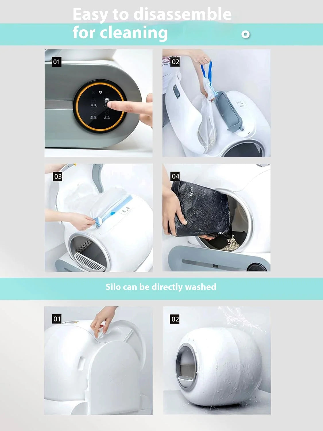 Extra Large One-Click Automatic Smart Cat Litter Box Durable PP Plastic with Fresh Air Poop Scoop Fully Automatic Cat Toilet