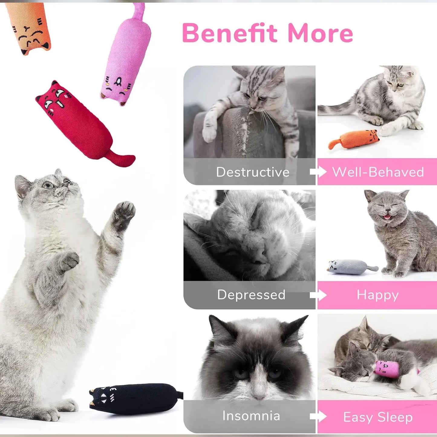 Bite Resistant Catnip Toy for Cats,Catnip Filled Cartoon Mice Cat Teething Chew Toy
