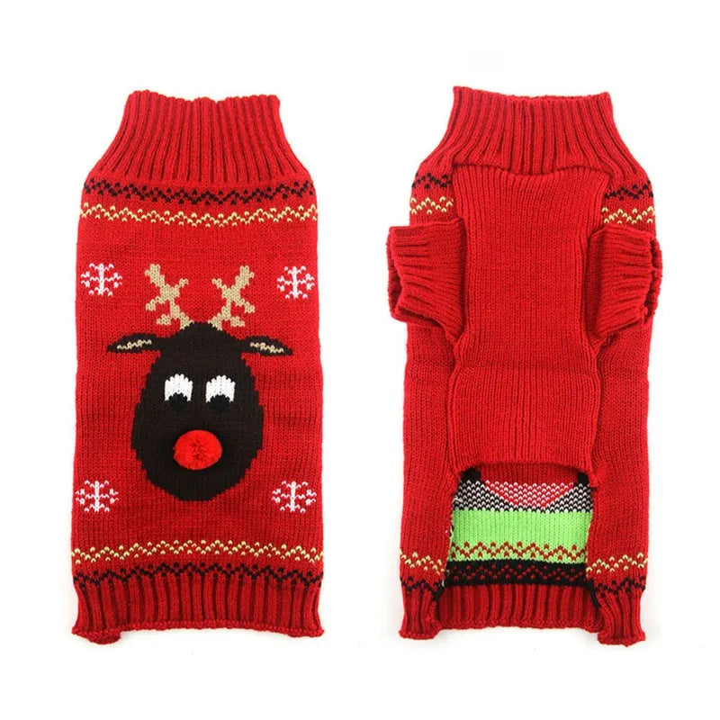 Christmas Dog Clothes Winter Dog Sweater Knitted Warm Coat Pet Clothing for Small Medium Dogs Costume Striped Print Dog Pullover
