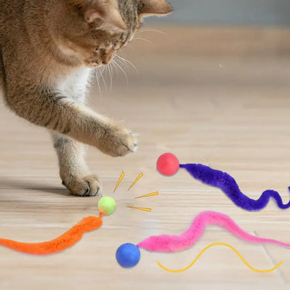 6pcs/set Cat Ball Toy Cat Tail Toy Cat Interactive Ball Creative Fuzzy Toys Bouncy Tails Cat Toy Cat Chaser Toy Kitten Playing
