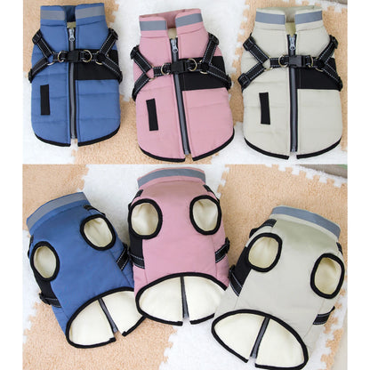 Reflective Dog Coat with Harness Winter Dog Fleece Coat Cold Weather Clothes Zipper Dog Harness Jacket for Medium Large Dogs