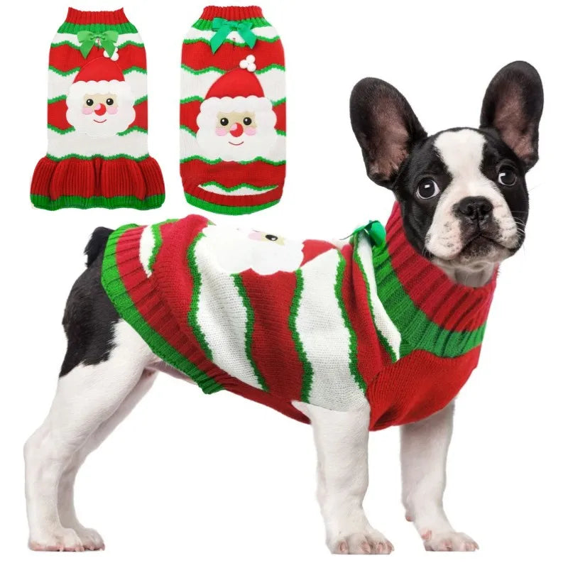 Christmas Dress for Dogs Winter Dog Clothes Dog Knitted Coat Puppy Warm Overalls Chihuahua French Bulldog Costume Dog Sweater