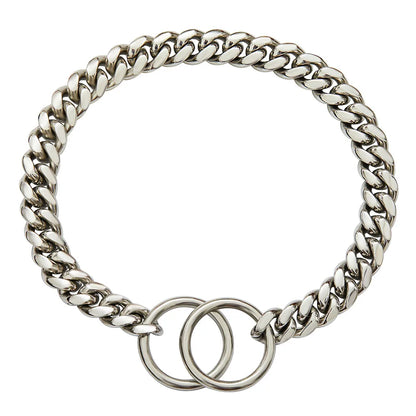 Gold Chain Dog Collar 10mm Fashion Dog Cuban Link Pet Gold Necklace Metal Puppy Jewelry Bulldog P Chain Pet Training Slip Collar