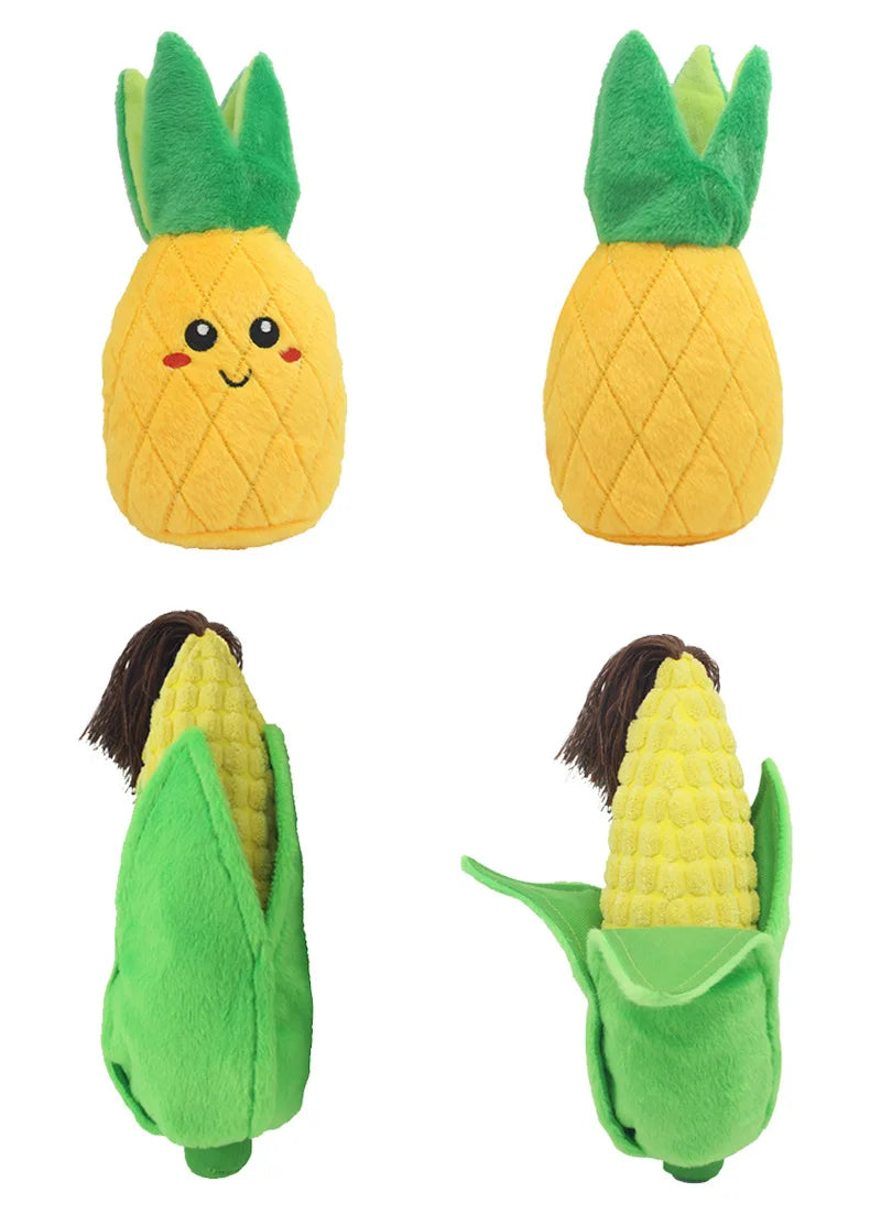 Pet plush sound toy fruit vegetable dog cat educational toy supplies cactus corn eggplant