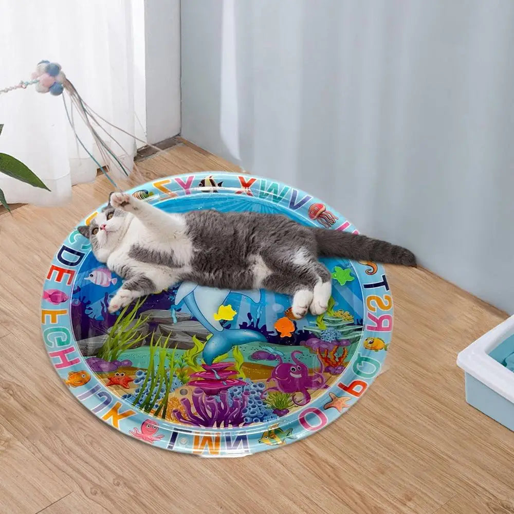 Cats Water Sensory Play Mat Sea Fish Themed Mat Pet Kids Play Sensory Water Pad Children Game Water Sensor Play Pad Gift Pad