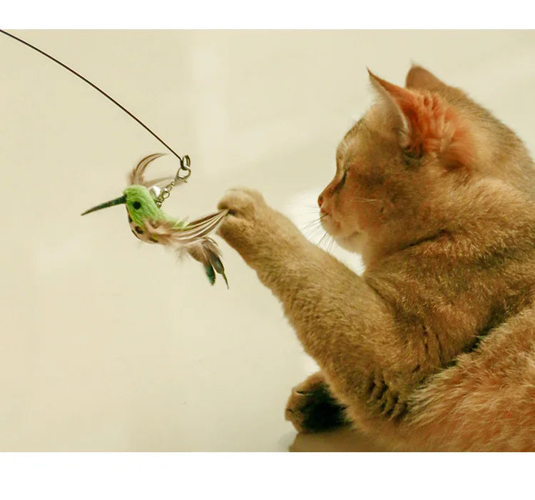New Handfree Bird/Feather Cat Wand with Bell Powerful Suction Cup Interactive Toys for Cats Kitten Hunting Exercise Pet Products