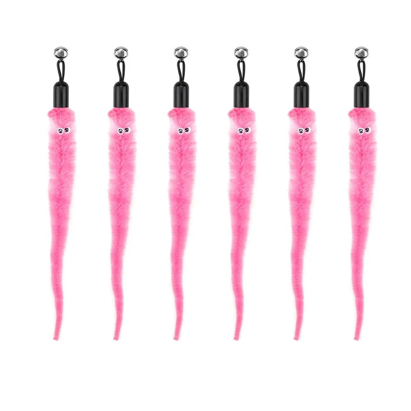 Cat Feather Toy Accessories False Mouse Worm Toy with Bell Kitten Cat Toys Interactive Replacement Refill Foam Ball Training