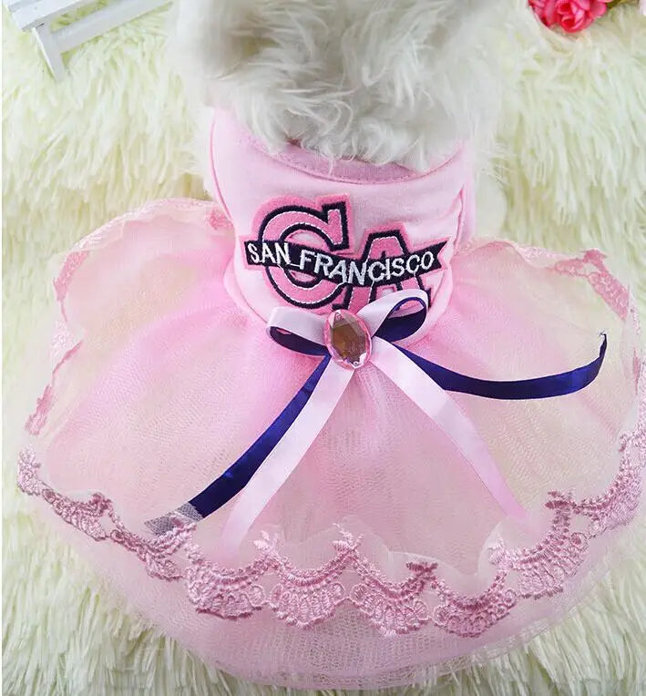 Dog Wedding Dress Cotton Lace Floral Dress For Small Dogs Chihuahua Summer Puppy Dress Pomeranian Princess Tutu Yorkshire Clothe
