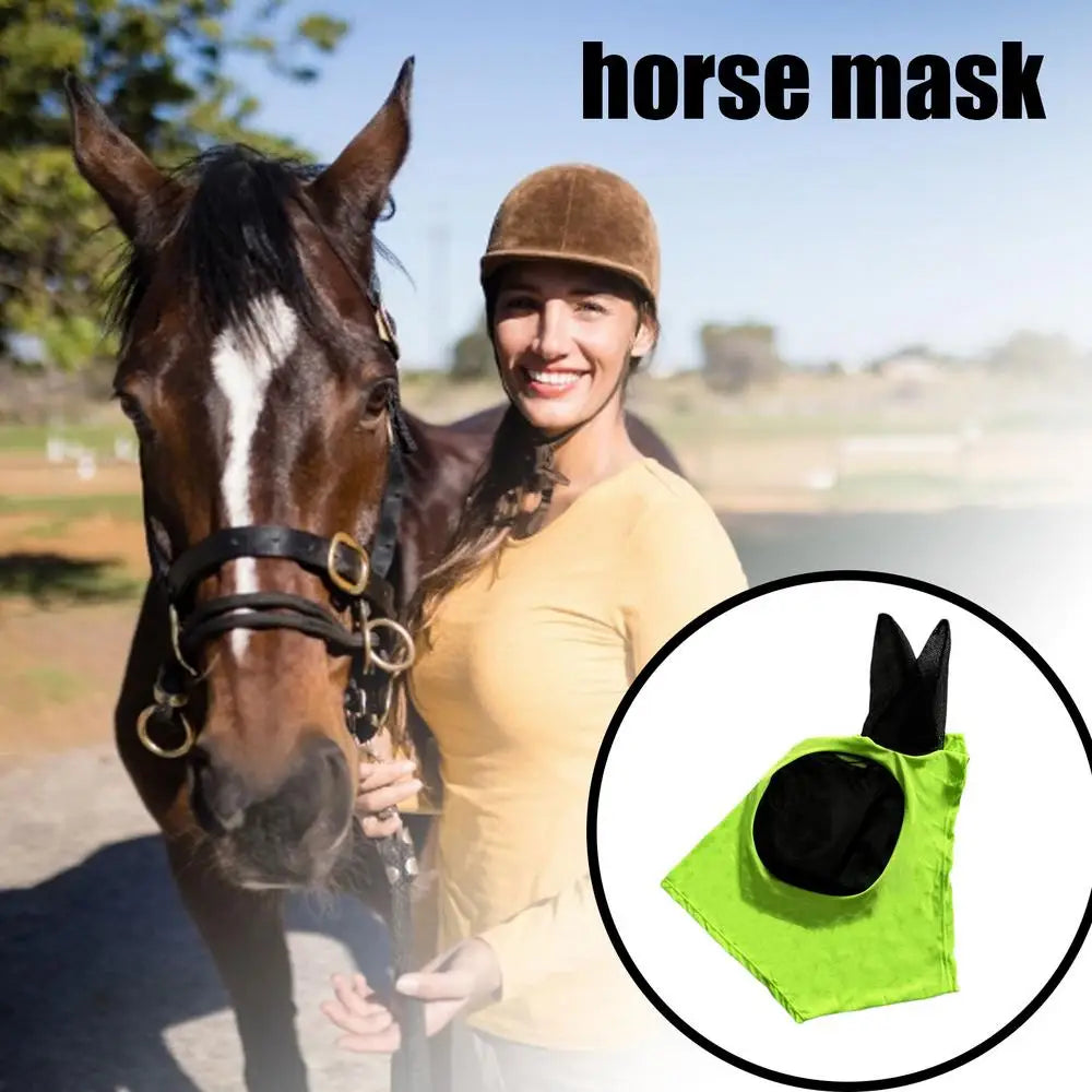 Fly Covers for Horses Fine Mesh UV Blocking Elastic Cover with Ears Machine Washable Equestrian Supplies for Outdoors