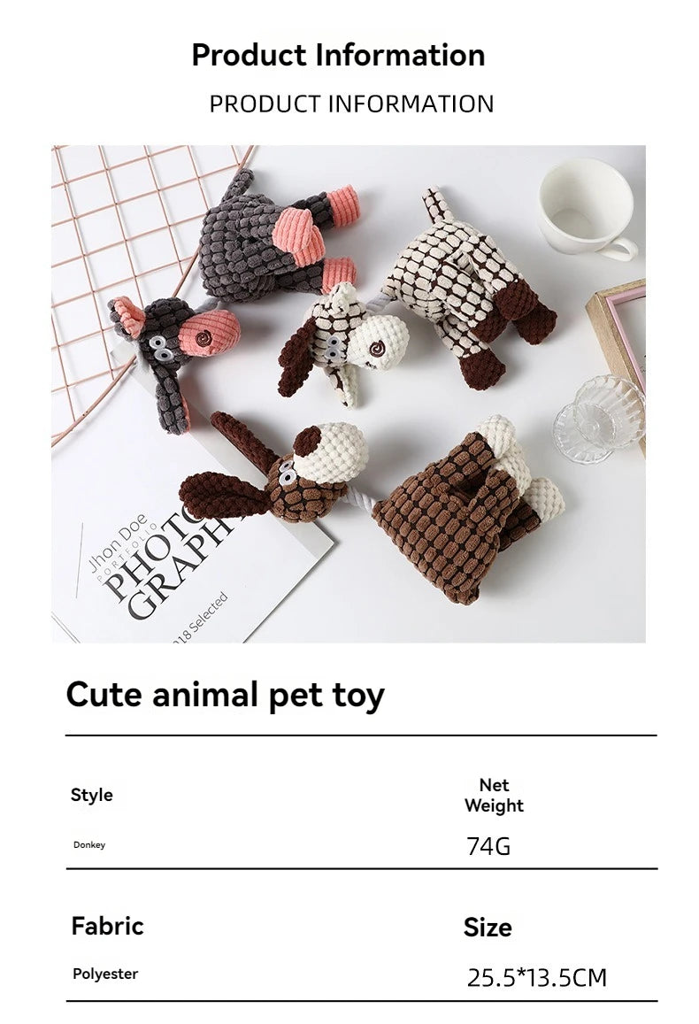 Dog Sounding Toy Molar Training Decompress Interactive Bite Resistant Donkey Shape Plush Toys Pet Supplies