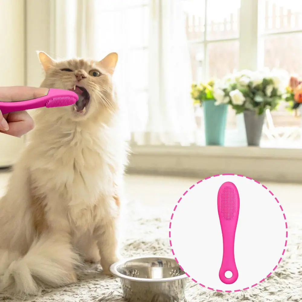 Cat Chin Brush Soft Chin Scrubber Soft Silicone Grooming Chin Scrubber Non-Slip Multifunctional Finger Pet Supplies