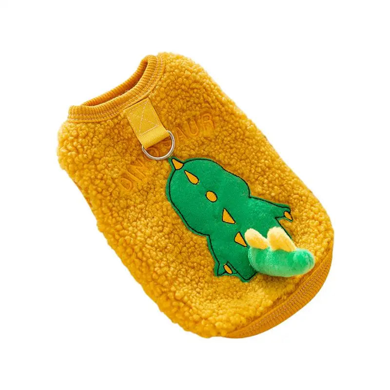 Dog Plush Vest Pullover Warm Dog Coat With Harness Ring Sleeveless Cold Weather Pet Apparel Cozy Snow Vest For Small Dogs Cats