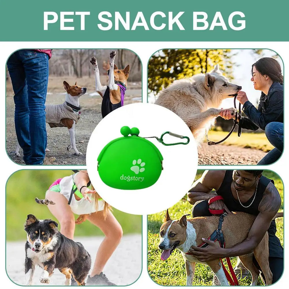 Silicone Dog Treat Pouch Dog Training Container Pet Treat Carrier Holder Puppy Treat Snack Bag with Clip Silicone Waist Bait Bag