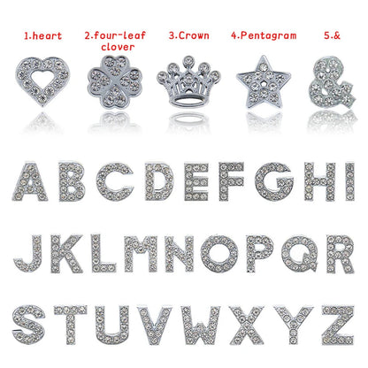 10mm Chrome Alloy Diamond Capital English Alphabet Jewelry Manual Diy Cat Claw Love Pet Collar Accessories