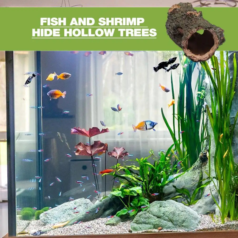 Aquarium Decor Hollow Trees Ornament For Aquarium Landscape Aquarium Tree Stump Rock Hollow Cave Stone For Cichlid Betta Fish
