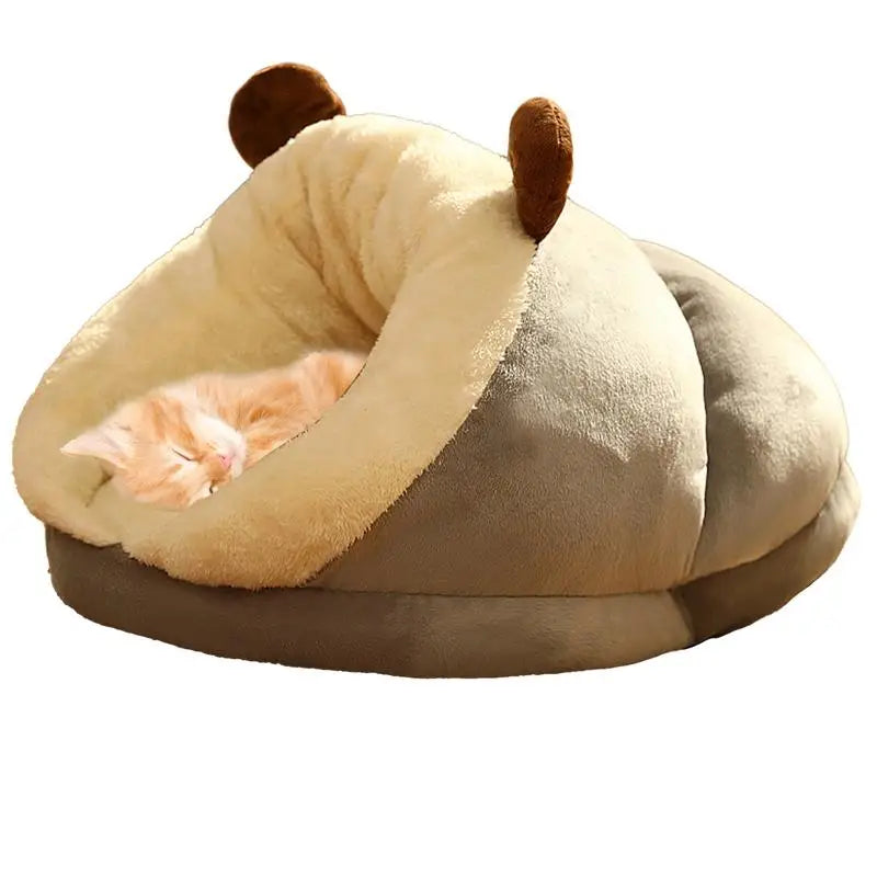 Cat Sleeping Bag Thickened Pet Sleeping Bag Winter Kitten House Multipurpos Warm Cave Nest Soft Indoor Cat Puppy House Cages