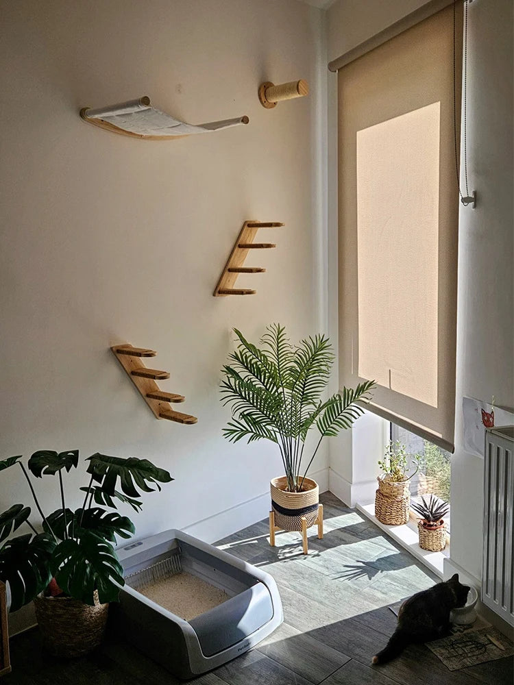 Wall Mounted Cat Perch Corner Platform With Felt Easy-to-Clean Cat Hammock Suit Cat Climbing Rope to Make Kitten Exercise Indoor
