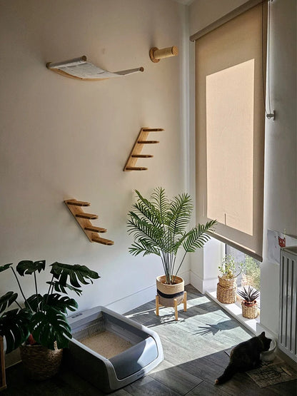 Wall Mounted Cat Perch Corner Platform With Felt Easy-to-Clean Cat Hammock Suit Cat Climbing Rope to Make Kitten Exercise Indoor