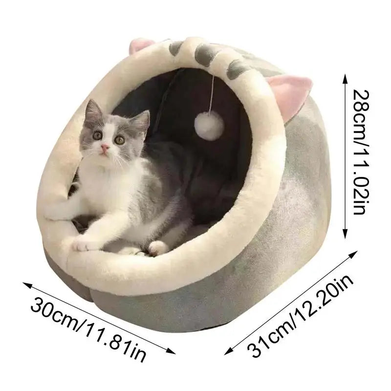 Cat Bed Warm Pet House Kitten Cave Cushion Cat House Round Cat Cushion Cat House 2 In 1 Warm Cats Basket Pet Sleep Bag