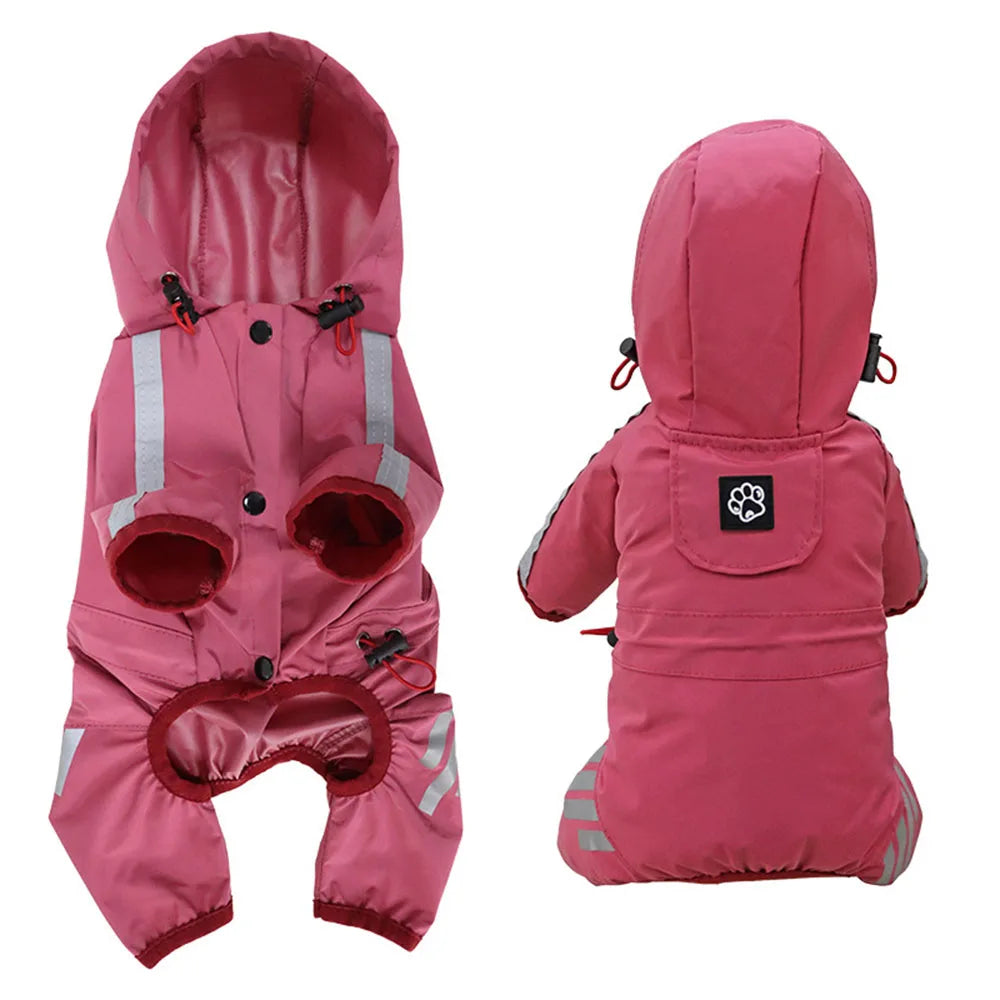 Puppy Raincoat Water-resistant Dog Overalls Raincoat Waterproof Dog Clothes Reflective Small Dogs Rain Jumpsuit Pet Accessories