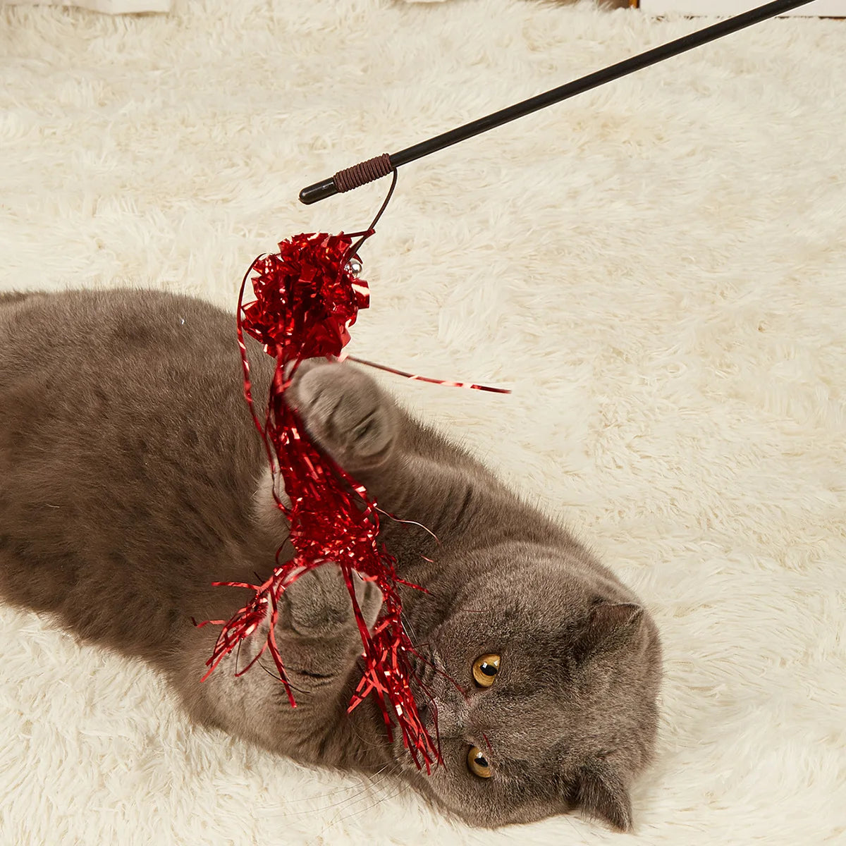 Cat Toy Cat Teaser Sticks Colorful Paper Ball Cat Teaser Stick Reflective Colored Interactive Cat Toy Style Cat Teaser Stick