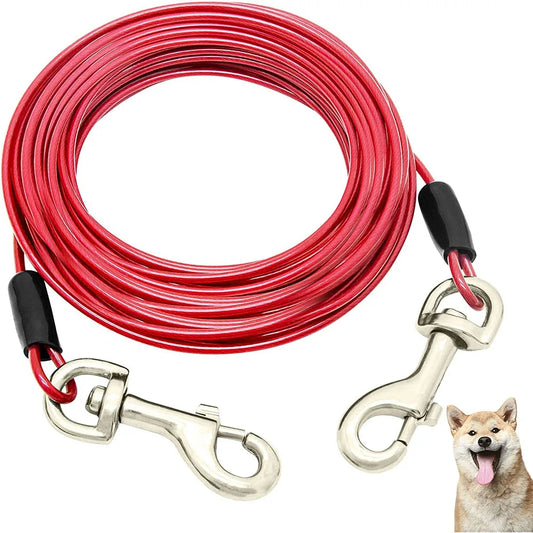 Pet Dog Tie Out Cable for Dogs Up to 125 Pounds 3m 5m 10m Outdoor Dog Steel Cable with Strong Big Hook Stainless Steel Dog Leash