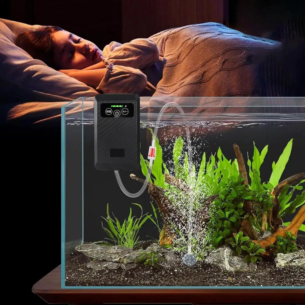 Rechargeable Air Pump Aquarium Oxygen Aerator Fish Tank Oxygenator Adjustable Quiet Air Pump Waterproof Silent Aquarium Oxygen