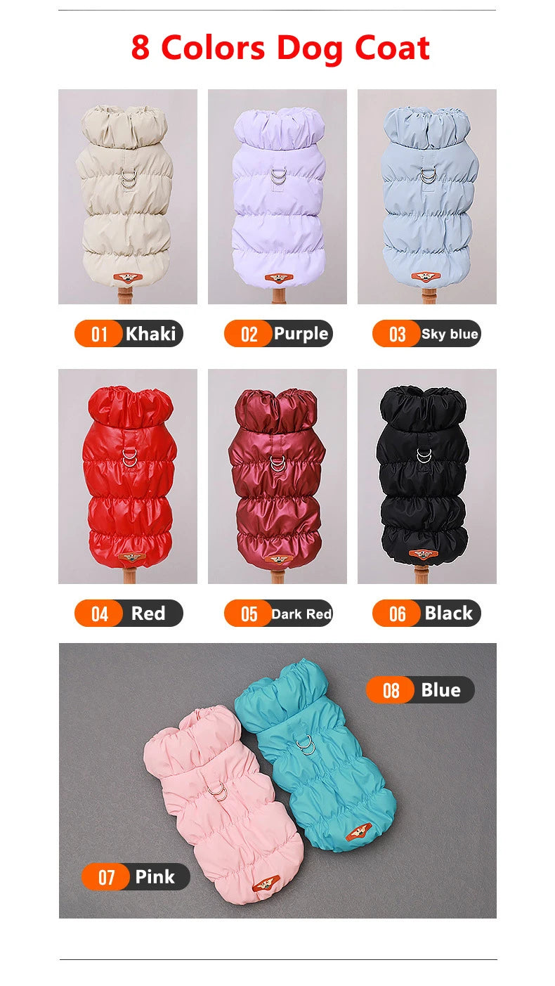 Winter Dog Down Jacket for Small Medium Dogs, Thicken Warm Puppy Puffer Jacket Turtleneck Padded Coat Cold Weather Dog Clothes
