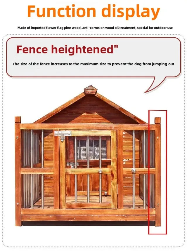 Outdoor Waterproof Solid Wood Kennel Medium and Large Dog Golden Retriever Kennel House Rainproof Outdoor Four Seasons