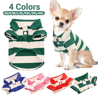 Stripe Dog Shirt Breathable Polo Shirts Summer Dog Clothes for Small Medium Dogs Cat Girl Boy Puppy Chihuahua Yorkie Pet Apparel