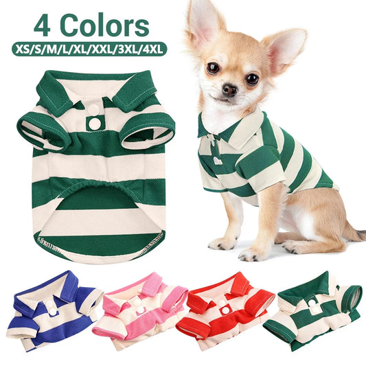 Stripe Dog Shirt Breathable Polo Shirts Summer Dog Clothes for Small Medium Dogs Cat Girl Boy Puppy Chihuahua Yorkie Pet Apparel