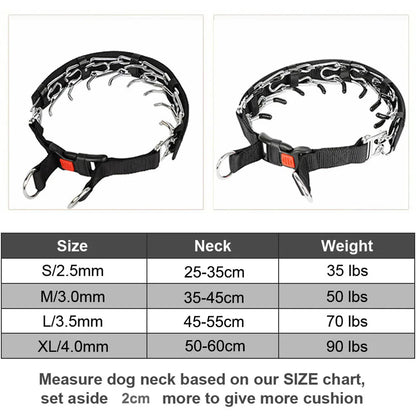 Pet Prong Collar for Dogs Adjustable Dog Choke Pinch Training Collar with Rubber Tips & Nylon Cover for Small Medium Large Dogs