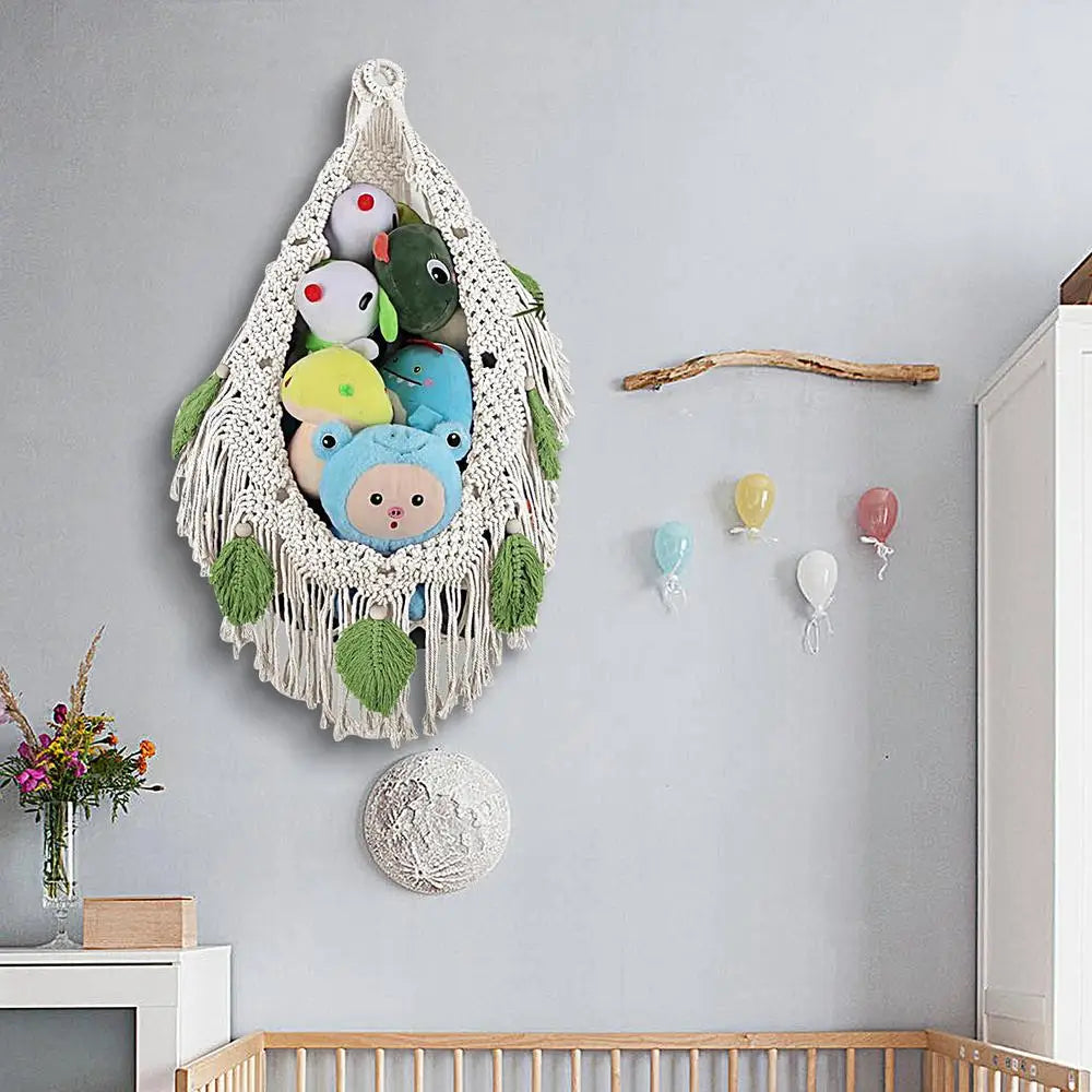 Macrame Toy Hammock Mesh Hammock Plush Toy Organizer Space-Saving Corner Plushies Net Cute Plushie Stuff Animal Holder For Kids
