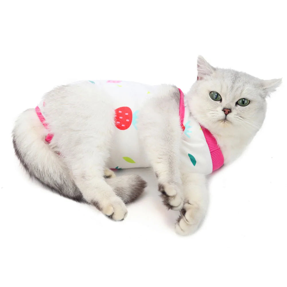 Cat Recovery Suit Kitten Suit E-Collar Alternative for Cats Puppies Small Dogs Abdominal Skin Anti Licking Pajamas Pet Clothing