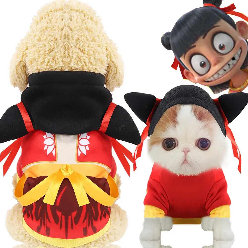 Costumes Cartoon Cute Pet Dog Clothes Winter Christmas Soft Fleece Animal Duck Owl Tiger Dinosaur Cosplay Dog Hoodies Clothes